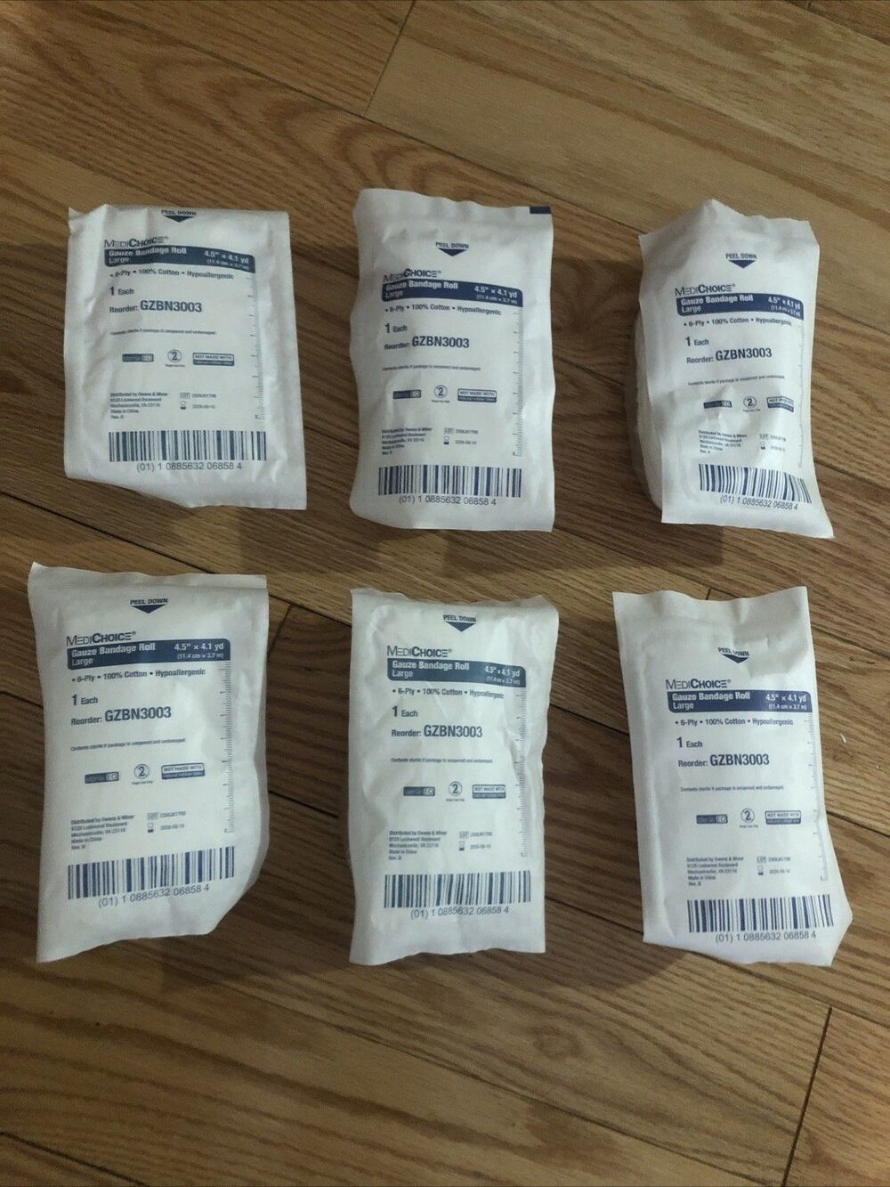 MediChoice Gauze Bandage Roll Large 4.5”x4.1 yd 6-Ply 100% Cotton  NEW‎ 6 Count